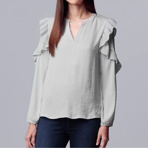 Simply Vera Vera Wang | Ruffle Sleeve Blouse in Pale Blue